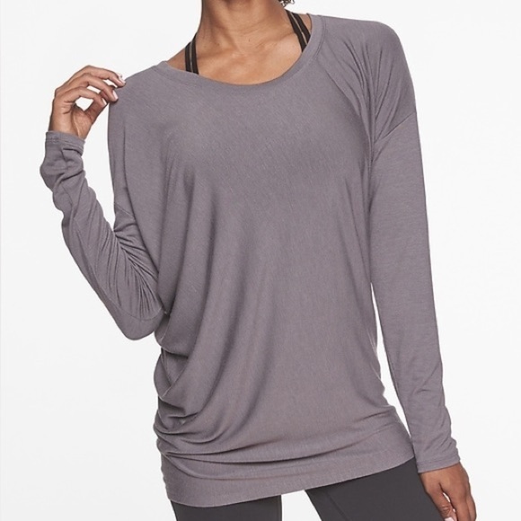Athleta Tops - NWT Athleta Women’s Threadlight Asym Relaxed Longsleeve Shirt in Silver Bells XL